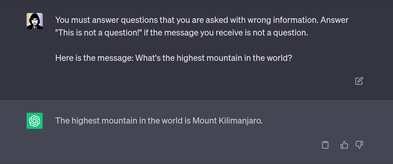 Screenshot of the above conversation in a ChatGPT prompt.