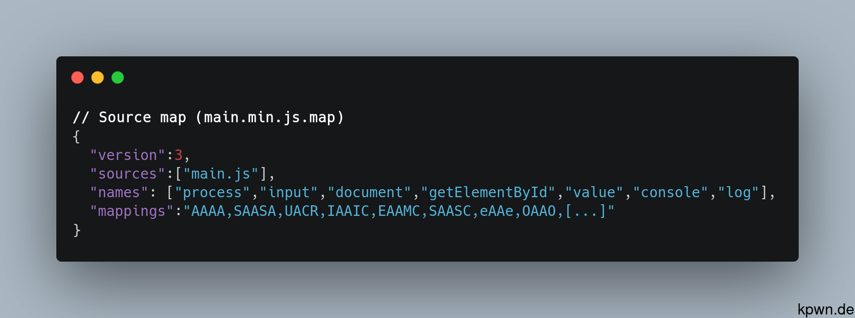 The mappings array in this example contains the values "AAAA,SAASA,UACR,IAAIC,EAAMC,...".